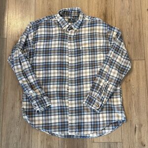 G.H. Bass & Co Mens XL Plaid Flannel Shirt Blue Brown Button Down